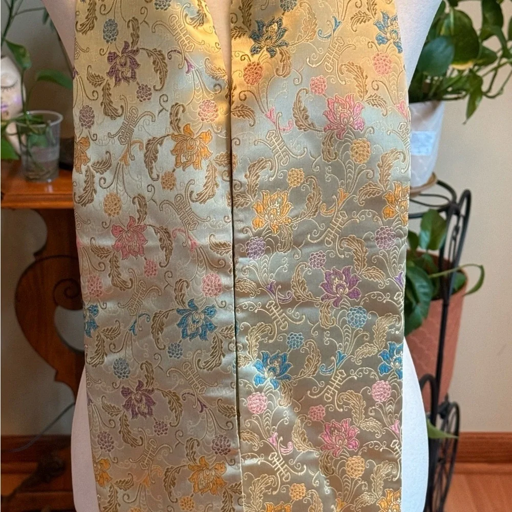 Floral Brocade Scarf Tassel Fringe Silk Style Asian Jacquard Wrap